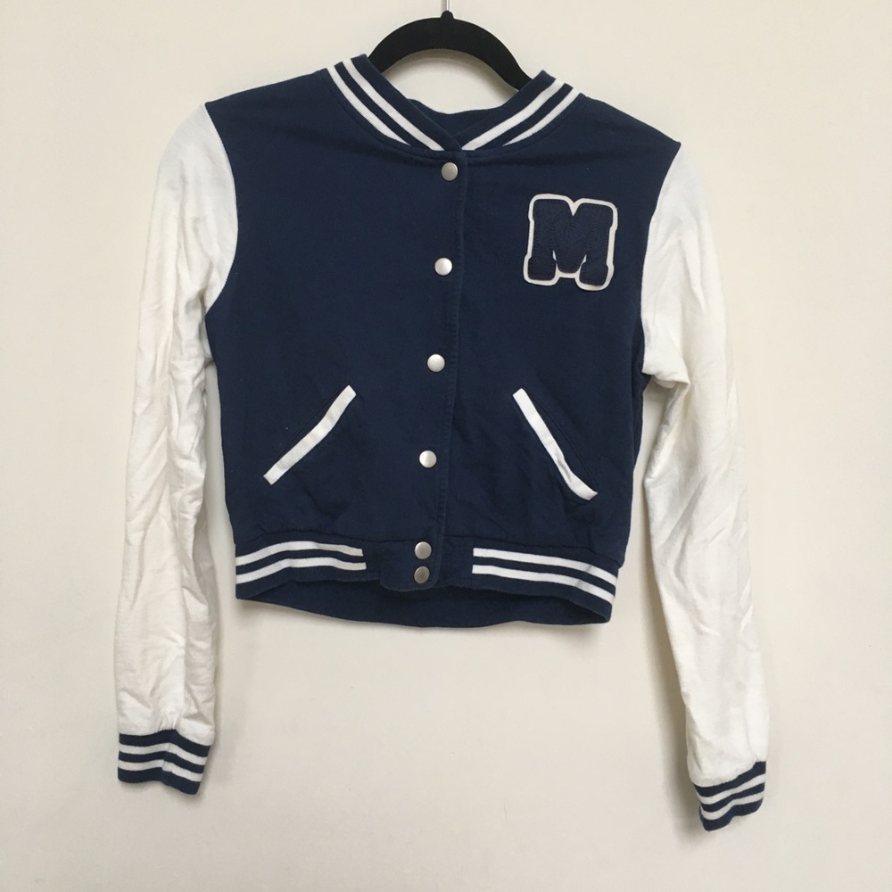 Blue & white Varsity jacket "M" forever 21 small